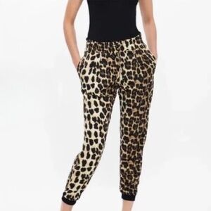 Zara Leopard Print Joggers - Black and Cream